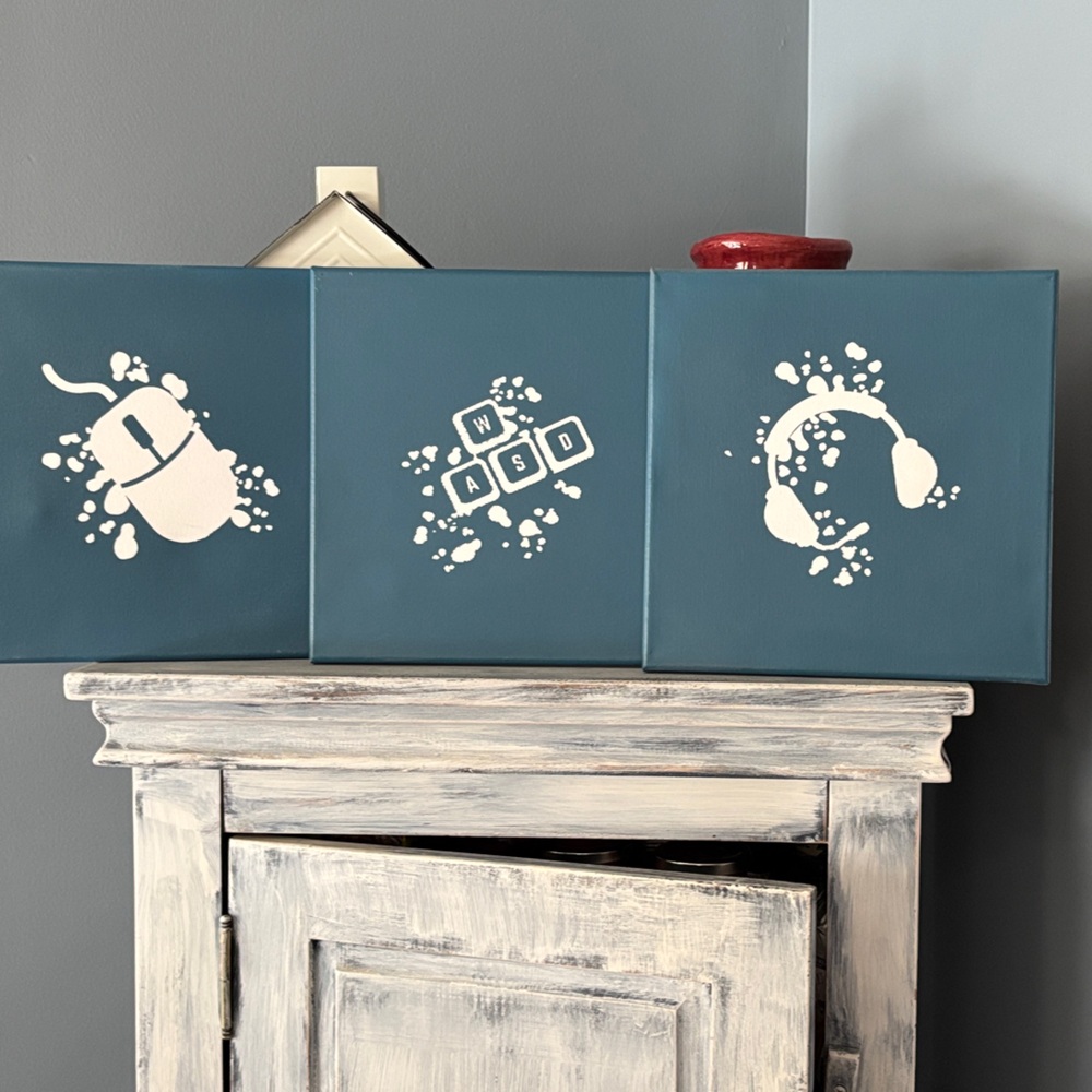 Gamer Wall Art Panels in Blue